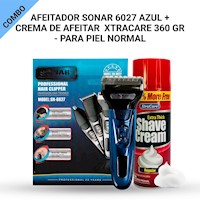 Afeitador Sonar 6027 Azul + Crema de Afeitar - para piel normal